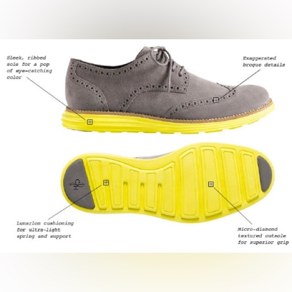 Cole Haan Lunargrand Wingtip Oxford Shoes Tan and Yellow size 7 - Picture 9 of 9